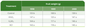 Potassium application increased fruit weight and diameter in nectarines